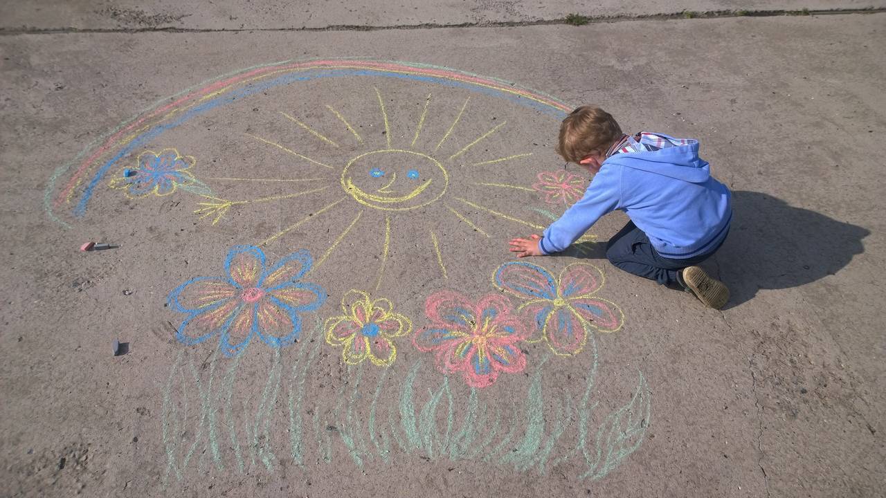 Рисунки на асфальте мелками для детей легкие про лето